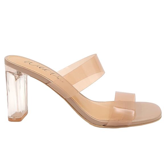 Wild Pair Women Double Strap Slide Sandals Zandria Size US 7.5M Nude Vinyl - Picture 2 of 6